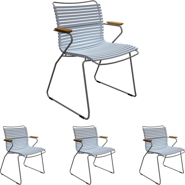 Houe CLICK Gartenstuhl Set mit Armlehnen, 4er Set, Dusty Light Blue, Aluminium - Bild 1