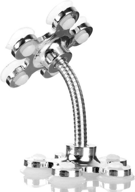 OOTDTY Universal Auto Handyhalterung mit Doppel-Saugnapf in Blütenblatt-Design, Farbe: Silber - Bild 1