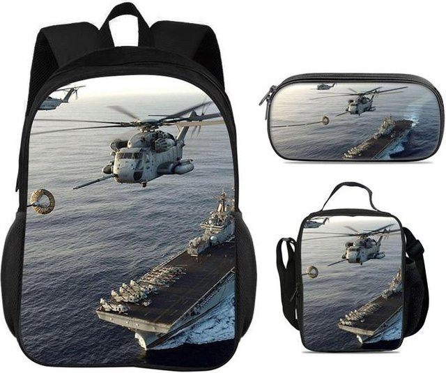 Fancy Style Studio 3er-Set Schulset mit Helikopter-Rucksack, Federmäppchen und Kühlpack in Multicolour aus Nylon - Bild 1