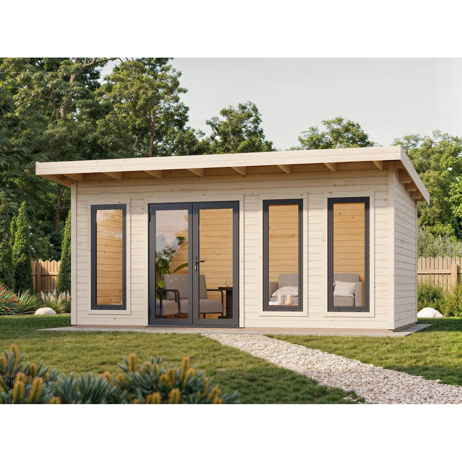 Palmako Gartenhaus Aurelia aus Fichtenholz mit Pultdach in Natur, B: 530 cm, T: 300 cm, H: 264 cm - Bild 2