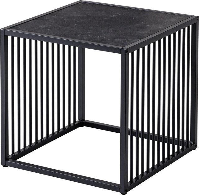 riess-ambiente Beistelltisch ARCHITECTURE in Schwarz mit Marmor-Optik und Metallgestell, Durchmesser: 40 cm - Bild 1