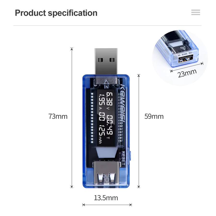 JUANJUAN USB Kapazität Spannungsprüfer und elektrisches Multimeter mit QC2.0 3.0 Funktion für 4-30 V als Voltmeter und Amperemeter zur Leistungsmessung - Bild 2