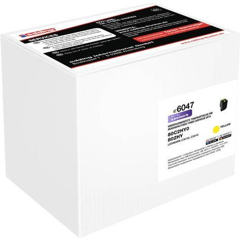 Edding Tonerpatrone Gelb kompatibel mit Lexmark 80C2HY0 / 802HY, Reichweite 3000 Seiten, EDD-6047 18-6047 - Bild 1