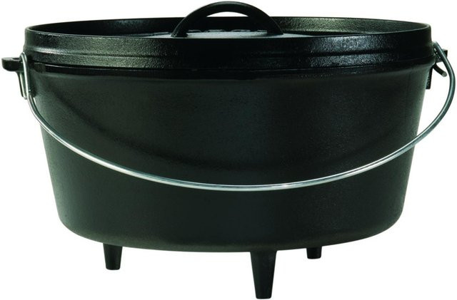 Lodge Logic Dutch Oven CAMP aus Gusseisen mit Deckel, Schwarz, 76 Liter - Bild 1