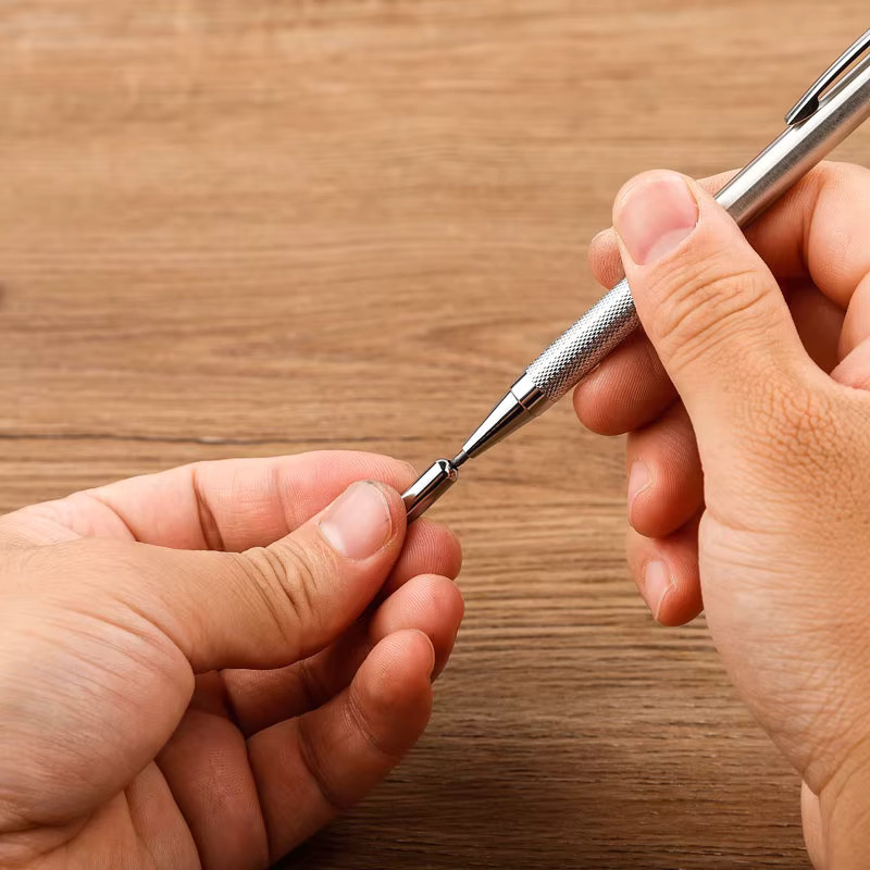 Vollmetall Druckbleistift-Set in Silber mit HB Graphitminen für Kunst und Büro, Größen 0,3 mm bis 2,0 mm - Bild 2