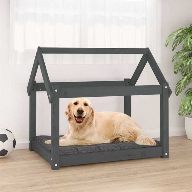 Maison Exclusive Hundebett Grau aus massivem Kiefernholz B/T/H: 81 x 60 x 70 cm - Bild 1