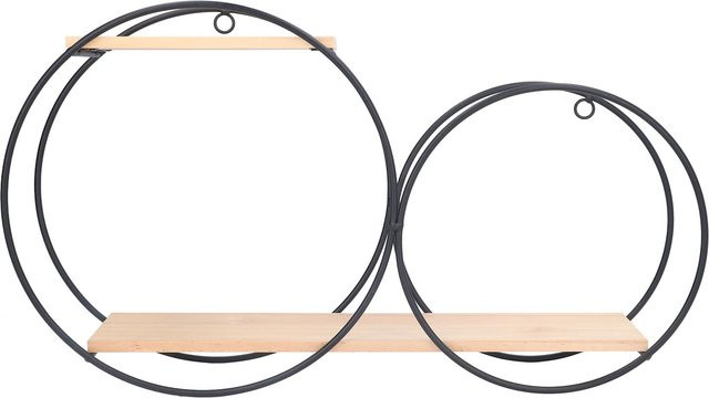 GoolRC Rundes Wandregal aus Metall und Holz in Beige und Schwarz - Bild 1