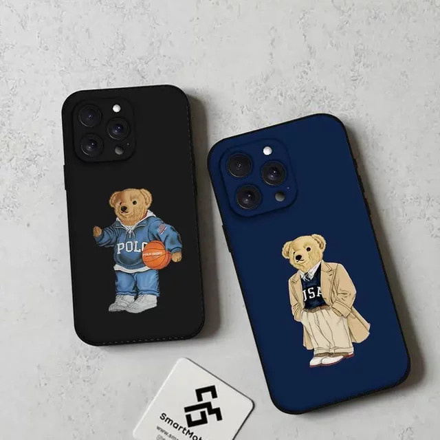 Remazy Handyhülle mit lustigem Cartoon-Bären Design für iPhone 15 16 17 Pro Max und weitere Modelle, stoßfeste weiche Silikonhülle - Bild 1