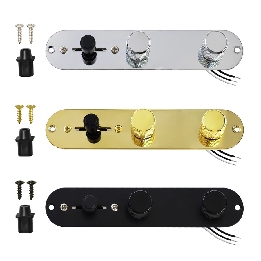 PHRILM Loaded TL Control Plate Vorverdrahteter 3-Wege-Kabelbaum mit Tone- und Lautstärkeregler in Silber für E-Gitarren - Bild 3