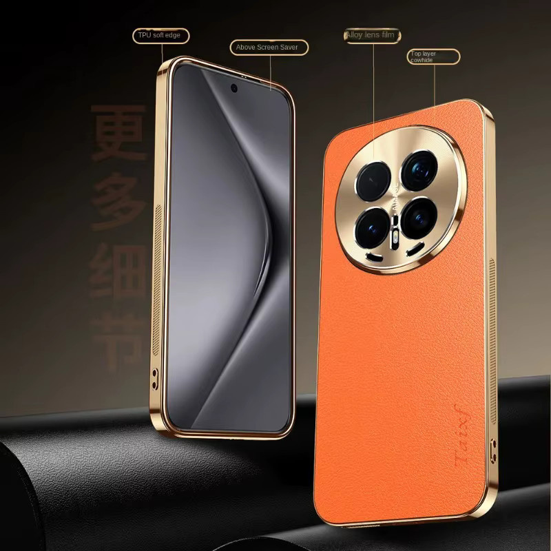 Premium Lychee Echtleder Hülle für Honor Magic 8 7 6 5 Pro 7 Lite X9c X60 mit Plating Frame und Linsenschutz in Schwarz - Bild 2