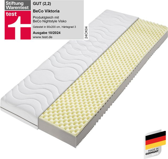BECO Viktoria 7-Zonen Viskoschaum-Matratze H2 mit abnehmbarem Bezug B: 90 cm, T: 200 cm, H: 17 cm - Bild 1
