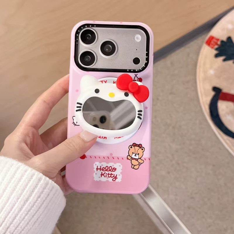 Sanrio Hello Kitty MagSafe Handyhülle mit magnetischem Schminkspiegelhalter und kabelloser Ladefunktion für iPhone 17 16 15 14 Pro Max in Pink - Bild 2