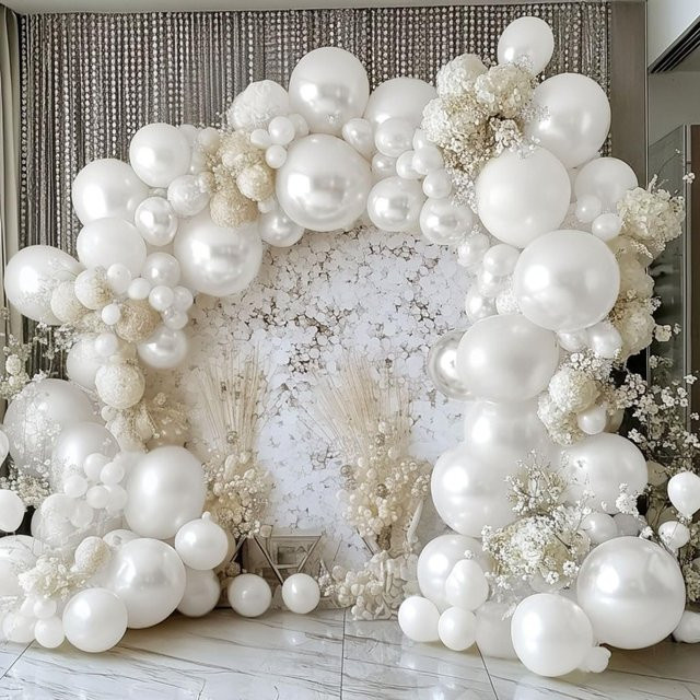 122-teiliges YAYB Ballon-Girlanden-Set in Weiß für Hochzeiten, Geburtstage und Feiern - Bild 1