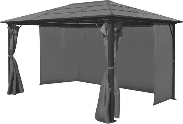 vidaXL Pavillon mit Vorhängen aus Aluminium in Anthrazit B/T: 400 x 300 cm, Höhe: 240 cm - Bild 1