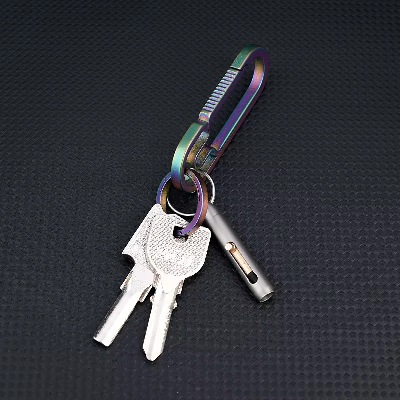 ELESESAFE Tragbarer Mini-Taktikstift aus Titanlegierung in Silber und Grau mit austauschbarer Mine und Schlüsselring für Outdoor und Camping - Bild 2