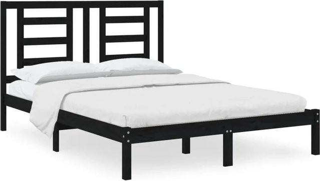 vidaXL Massivholzbett aus Kiefer in Schwarz, B/T/H: 140 x 190 x 31 cm - Bild 1