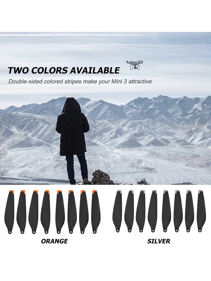 DJI Mini 3 Ersatz-Propeller Set in Orange, 8 Stück geräuscharme Propellerblätter mit Schraubenzubehör - Bild 5