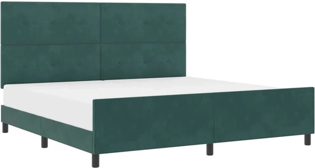 vidaXL Boxspringbett mit Kopfteil in Dunkelgrün aus Samt, B/T: 200 x 200 cm - Bild 1