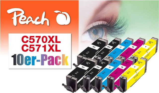 Peach C570 XL Druckerpatronen Set für Canon Pixma MG 7750 und TS 5050, 10er Pack, wiederaufbereitet - Bild 1