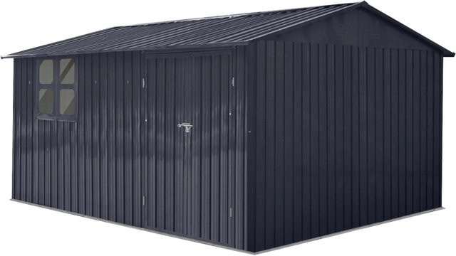 Albatros Profi Gerätehaus XXXL aus verzinktem Metall in Anthrazit mit Schloss und Werkzeughaken, B/T/H: 371 x 304 x 201 cm - Bild 2