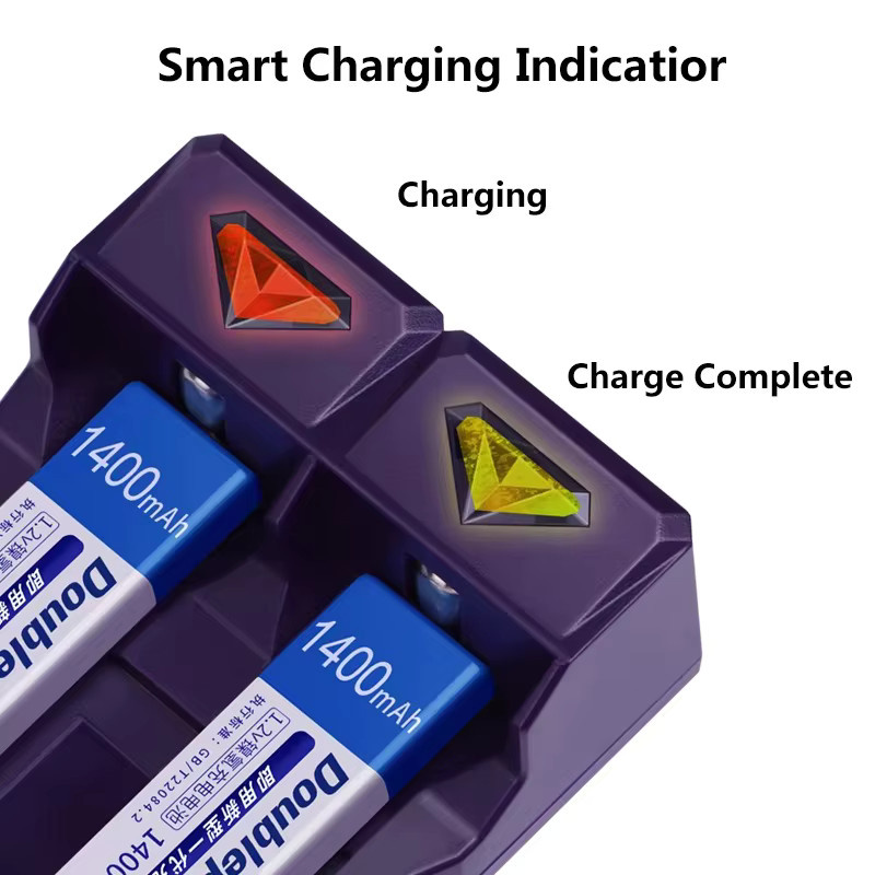 Doublepow NiMH-Akkus F6 1,2 V 1400 mAh in Blau mit USB-Ladegerät für CD/MD-Player und MP3-Geräte - Bild 3
