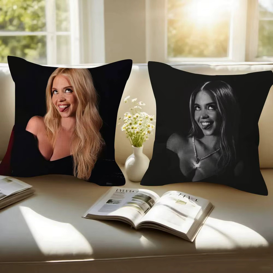 Kayou Kissenbezug mit Sydney Sweeney in Schwarz, quadratische Kissenhülle für Sofa und Auto, Breite: 30 cm, Höhe: 30 cm - Bild 2