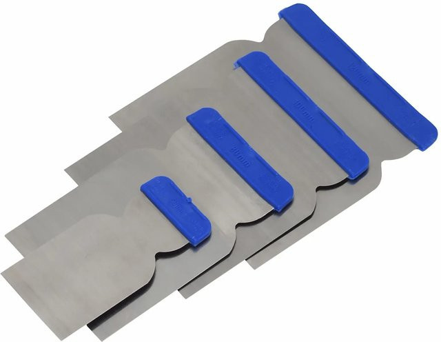 LUX-TOOLS Japanspachtel-Set aus Metall, 4-teilig, Blau/Silber - Bild 1