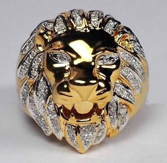 Yiran pet products Löwenkopf-Ring, Roségold, Kristall, Herren - Bild 1