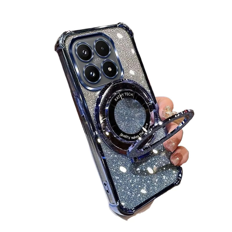 Luxuriöse Glitzer-Standhülle für Motorola Edge Serie in Lila mit Beschichtung - Bild 3