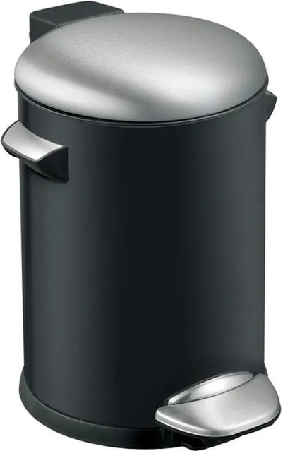 PROREGAL Retro Treteimer mit markanten Griffen und Kugelkappe, Schwarz, Höhe: 26,2 cm, Durchmesser: 16,7 cm - Bild 1