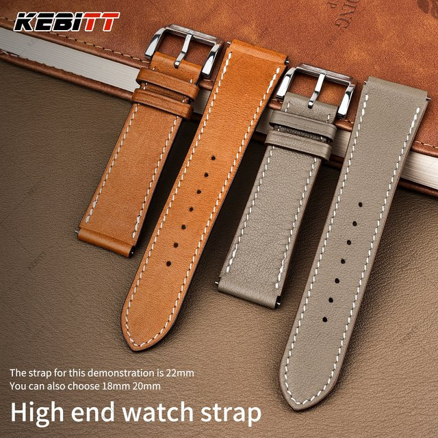 Kebitt Uhrenarmband Leder, Unisex, Schnellverschluss, 18 mm, 20 mm, 22 mm - Bild 1