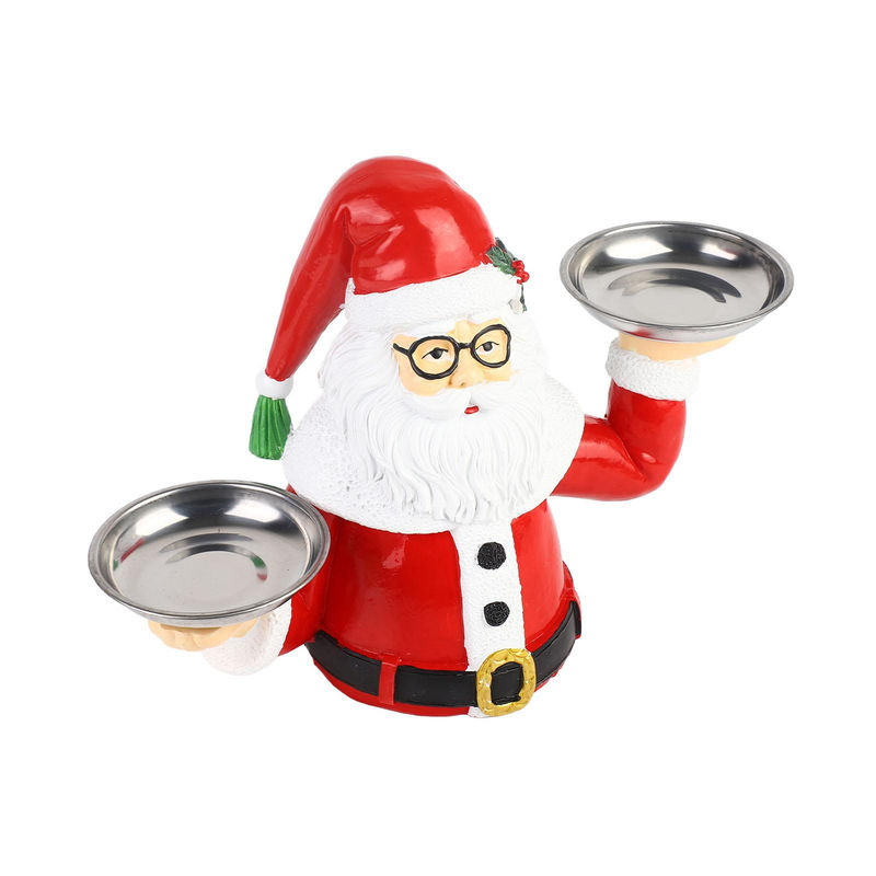 TOMTOP JMS Weihnachts-Snackhalter mit Weihnachtsmann als Obstschale und Aufbewahrungsständer aus Kunstharz in Rot - Bild 2