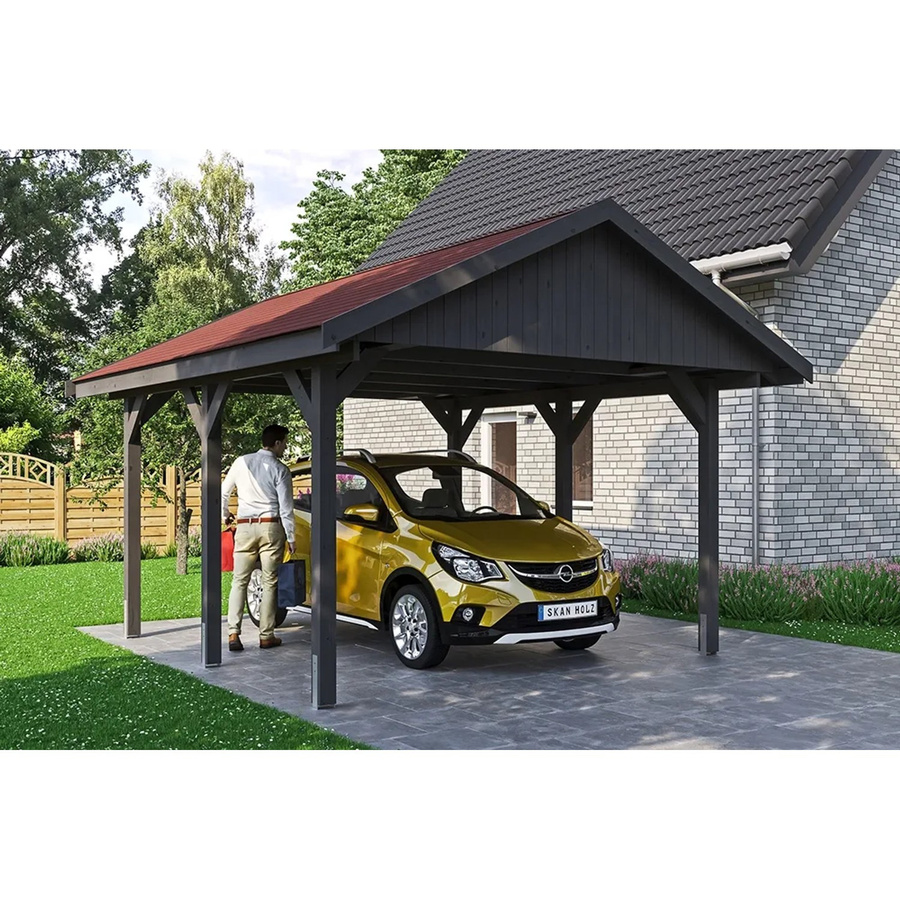 Skan Holz Carport Wallgau Satteldach aus Nadelholz in Grau mit Bitumendachpappe, B/T: 430 x 500 cm, Höhe: 326 cm - Bild 2