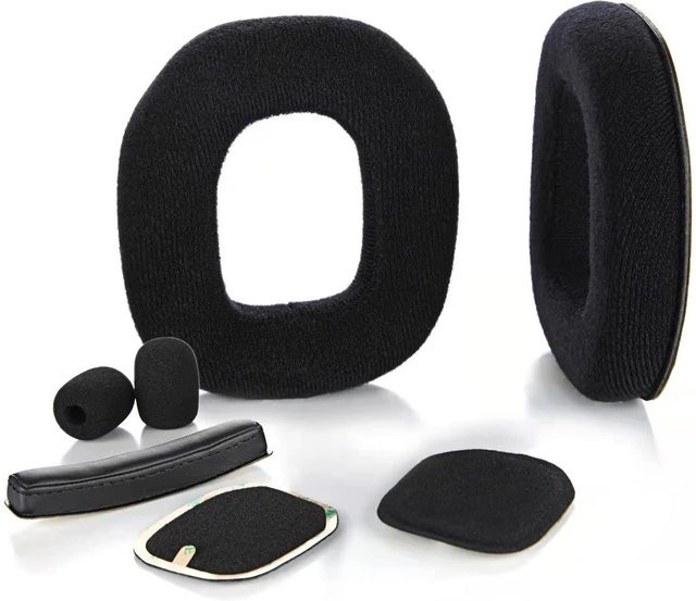 Ersatz-Ohrpolster und Stirnband-Set für Logitech Astro A50 A10 A20 A40 Kopfhörer in Schwarz aus Leder und Samt - Bild 1