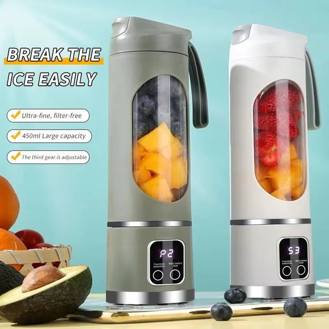 Tragbarer USB-Mixer in Weiß mit 12 Klingen und 450 ml Fassungsvermögen für Fruchtsäfte und Eisbrecher - Bild 1