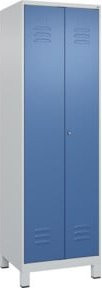 C+P Putzmittel-Spind Classic PLUS mit 2 Abteilen, Füße, Zylinderschloss, Grau/Blau, B/T/H: 195 x 60 x 50 cm - Bild 1