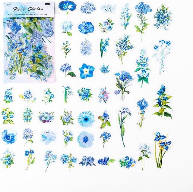 100 Blatt Buntes Blumen-Aufkleber-Set mit Pflanzenmotiven für Tagebuch, Karten und DIY-Bastelarbeiten in Multicolor - Bild 1
