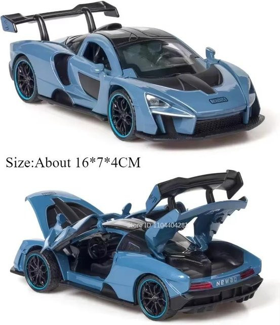 720S Senna Leichtmetall-Sportwagen, Diecast-Modellspielzeug, 1:32, mit Sound, Licht, Rückziehfunktion, zu öffnenden Türen, ab 14 Jahren - Bild 1