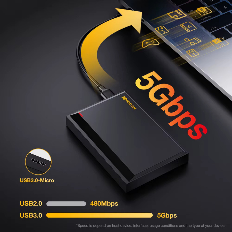 Kodak P190 Externe HDD Festplatte USB 3.0 Schwarz 500GB 1TB - Bild 3