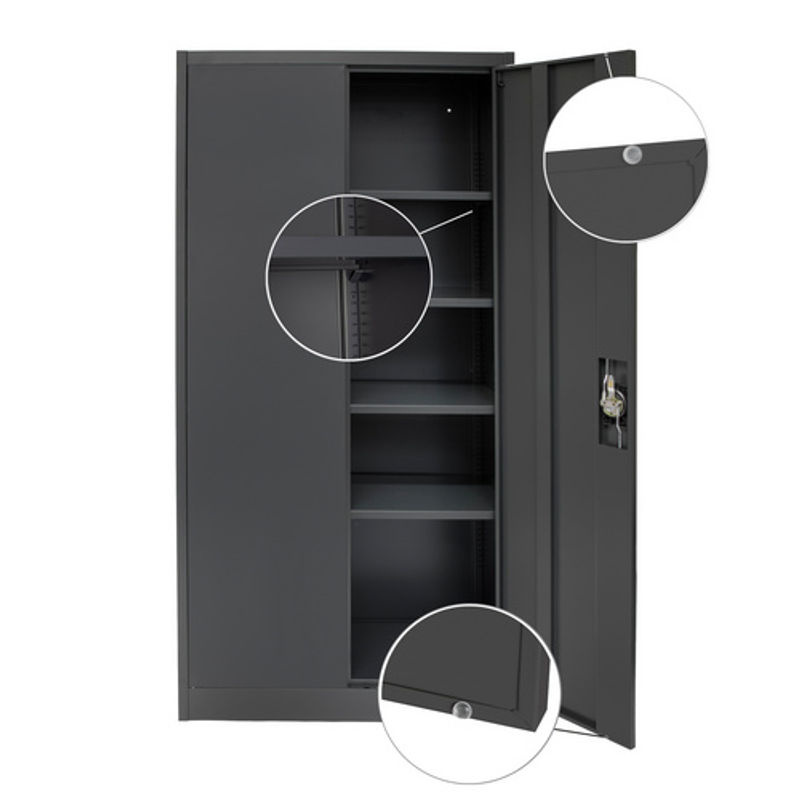 Rikta Metallschrank Anthrazit mit Einlegeböden und Schloss, H 168 cm, B 80 cm, T 40 cm - Bild 7