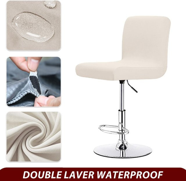 Wasserdichter Barhockerbezug aus Stretch-Spandex mit kurzem Rücken, Waschbarer Stuhlbezug für Zuhause und Hotel, Yiran Bag in Champagnergrau, Dunkler Kaffee, Rotwein oder Beige - Bild 1