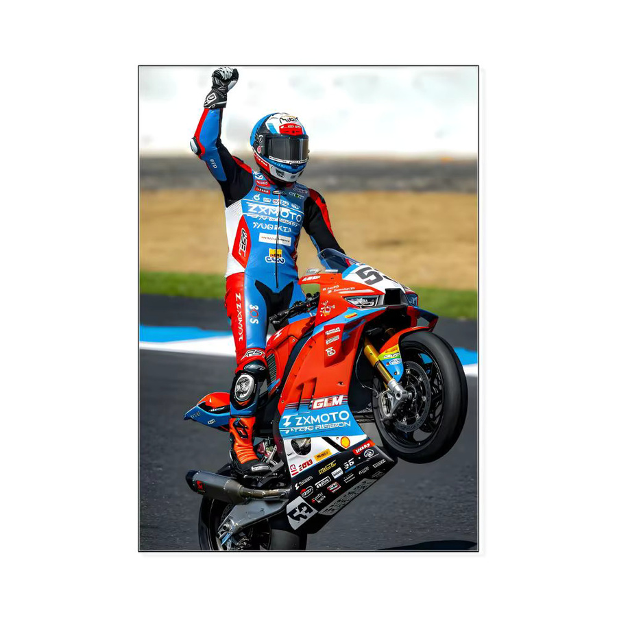 Z-Zhang Xue Motorrad-Poster als gerahmter Leinwand-Wandkunstdruck in Weiss und Mehrfarbig, B/H: 20 x 15 cm - Bild 5