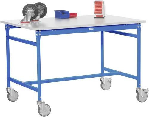 Manuflex BB4065.5012 Beistelltisch BASIS mobil mit Multiplex-Platte in Lichtblau, B/T/H: 150 x 80 x 85 cm - Bild 1