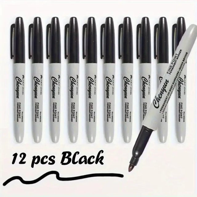 Set aus 1 schwarzem permanentem Marker-Stift, wasserfester Linienzeichnungsstift mit feiner Spitze für Kunstmalerei und Tattoos - Bild 1