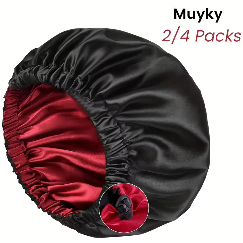 4er-Pack Haarkappen, schwarz-rot zweifarbig, Unisex - Bild 5