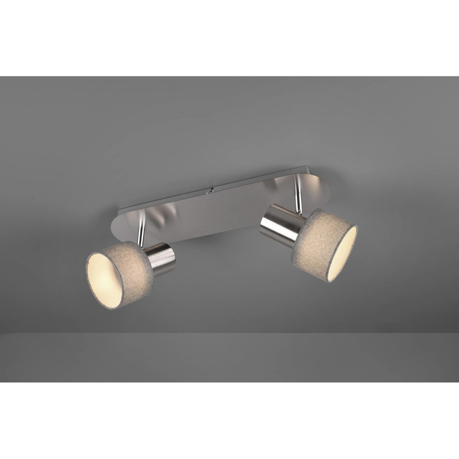 Trio Spot 2er Set Wandleuchten in Nickel matt Grau aus Metall und Stoff - Bild 2