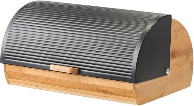 Zeller Brotkasten aus Bambus und Metall in Schwarz-Natur, B/H/L: 27 x 19 x 39 cm - Bild 1