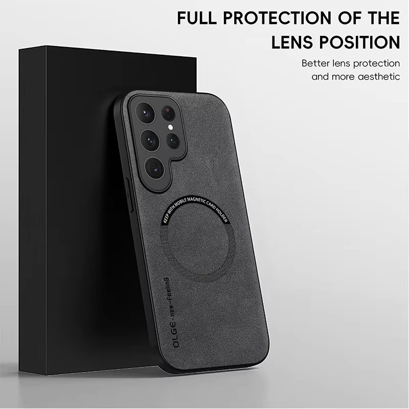 Magnetische Lederhülle für Samsung Galaxy S25 S24 S23 S22 S21 S20 Ultra FE 20 Plus in Schwarz oder Blau mit Wireless Charge und Anti-Drop Schutz - Bild 2