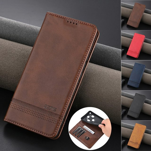 EUCAGR Luxuriöse stoßfeste Handyhülle aus PU-Leder mit Kabelschlitzhalter für Oppo Find X9s Pro, X9Pro und X9 Ultra in Schwarz oder Braun - Bild 1