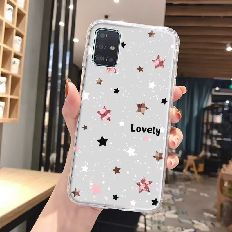 Transparentes Silikon Handycase mit buntem Sternenmuster für Samsung Galaxy S25 Ultra, S24, S23, S22, S21 FE, S20, A56 5G und A36 5G - Bild 3